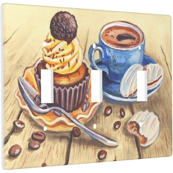 Coffee cafe barista Light Switch Cover Plates 3 Gang Mug cup mug espresso - Picture 2 of 7